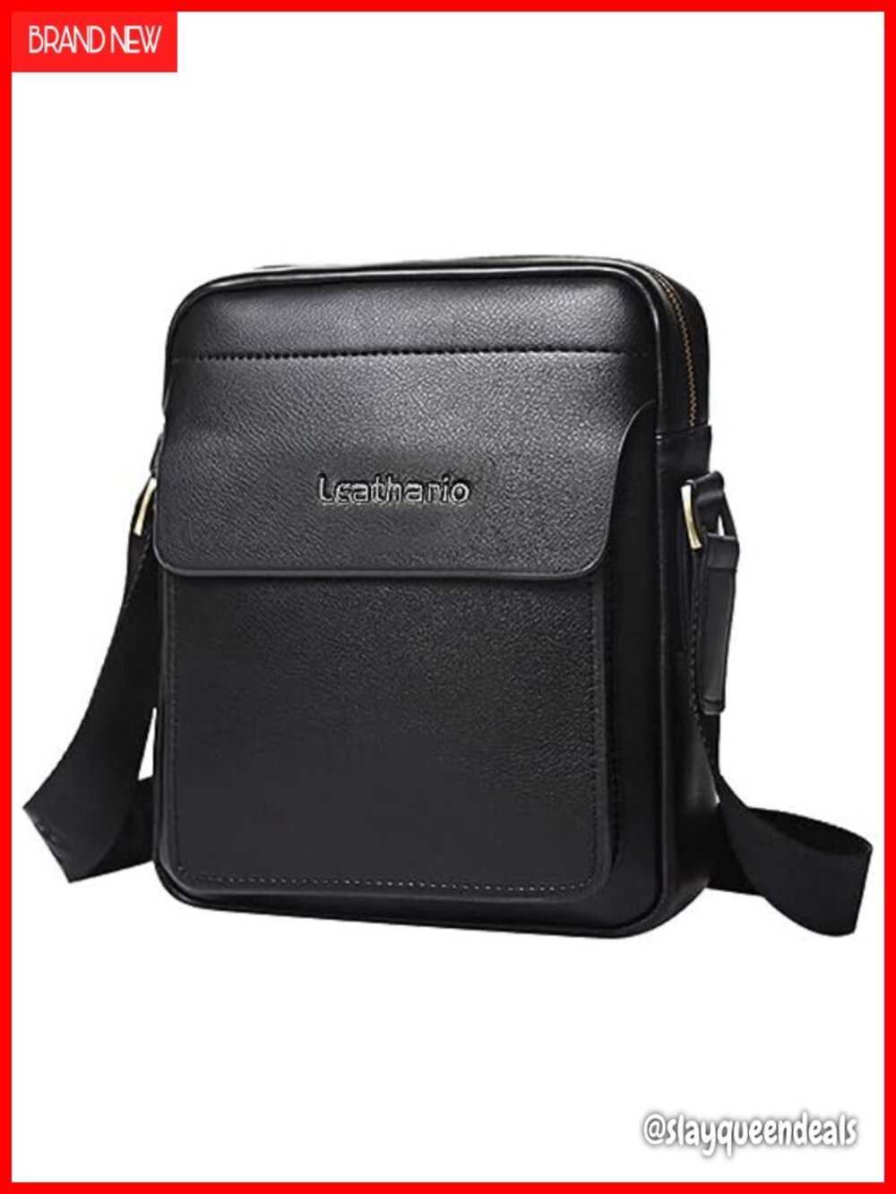 Vegan Leather Crossbody Messenger Bag Sling Satchel Work Travel